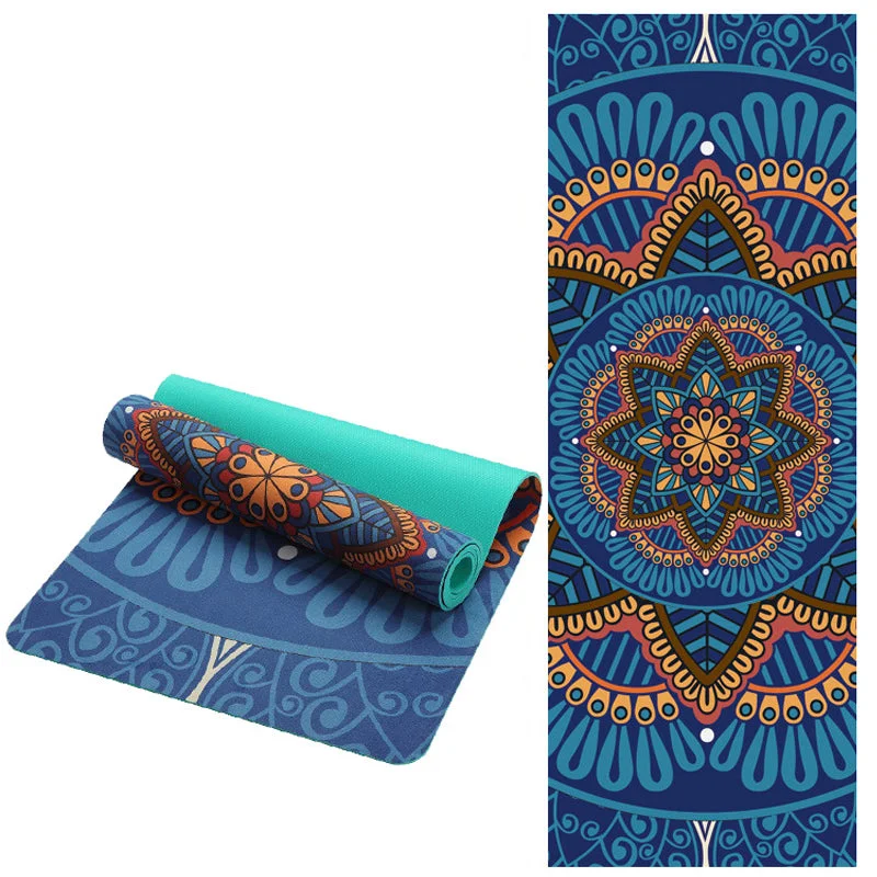 Fantastic Offers 5 MM Lotus Pattern Suede TPE Yoga Mat Pad Non-slip Slimming Exercise Fitness