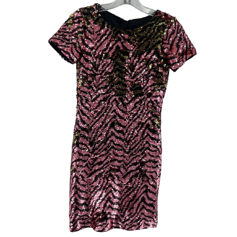 Midnight Sale Milly Minis Hot Pink/Black Sequin Pattern Short Dress Women's Size 12 Preowned