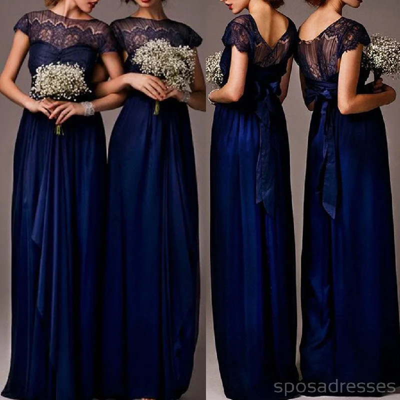Price Cut Cap Sleeve Seen-Through Lace Elegant Royal Blue Long Bridesmaid Dresses, WG030 Price Cut Cap Sleeve Seen-Through Lace Elegant Royal Blue Long Bridesmaid Dresses, WG030