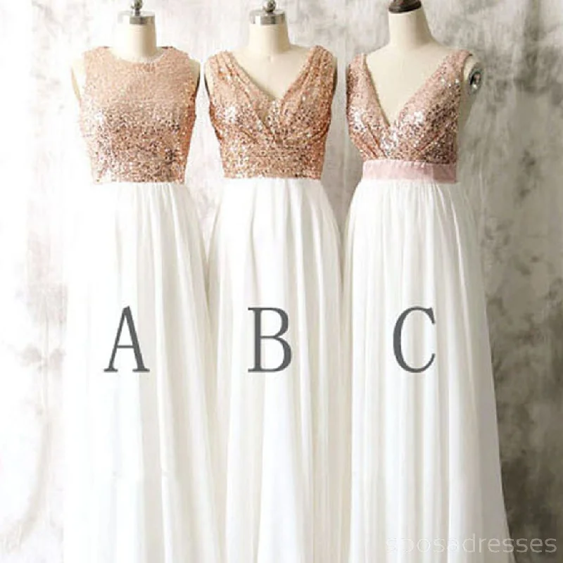 Can't Miss Mismatched Different Styles Sequin Chiffon Sleeveless Long Bridesmaid Dresses,WG17 Can't Miss Mismatched Different Styles Sequin Chiffon Sleeveless Long Bridesmaid Dresses,WG17