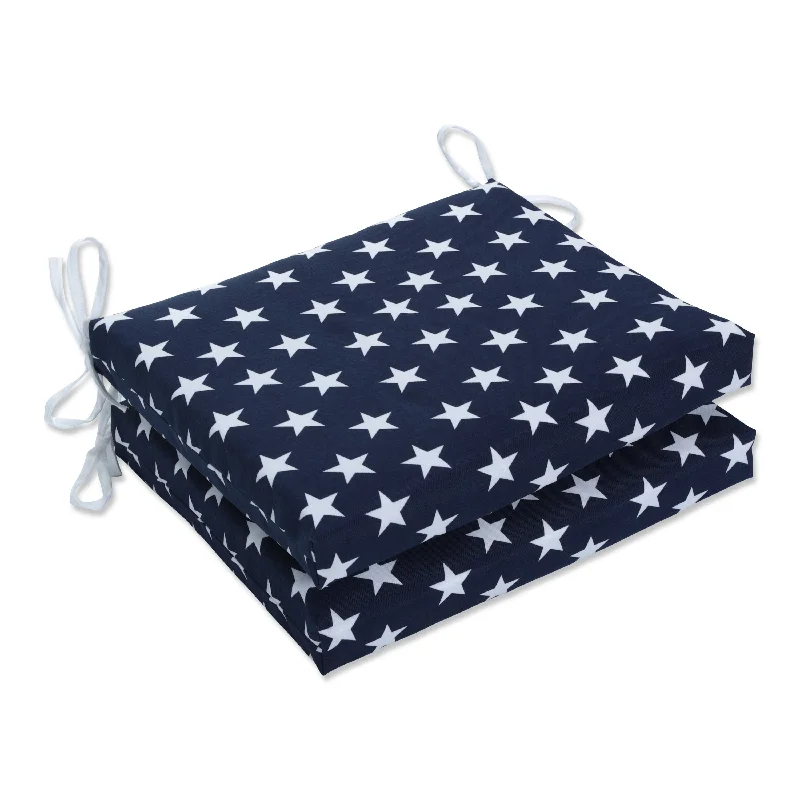 Exclusive Deal Pillow Perfect Outdoor Macey Americana Squared Corners Seat Cushion (Set of 2) - 16 X 18.5 X 3 - 16 X 18.5 X 3