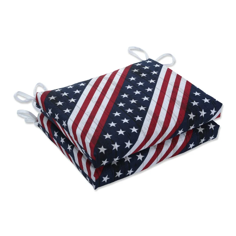 Limited Quantity Pillow Perfect Outdoor Major Americana Squared Corners Seat Cushion (Set of 2) - 16 X 18.5 X 3 - 16 X 18.5 X 3 Limited Quantity Pillow Perfect Outdoor Major Americana Squared Corners Seat Cushion (Set of 2) - 16 X 18.5 X 3 - 16 X 18.5 X 3