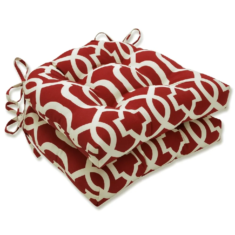 Mega Sale Pillow Perfect Outdoor New Geo Red Deluxe Tufted Chairpad (Set of 2) - 17 X 17.5 X 4 - 17 X 17.5 X 4 Mega Sale Pillow Perfect Outdoor New Geo Red Deluxe Tufted Chairpad (Set of 2) - 17 X 17.5 X 4 - 17 X 17.5 X 4