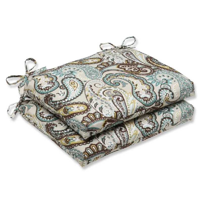 Special Price Pillow Perfect 'Tamara Paisley Quartz' Squared Corners Outdoor Seat Cushion (Set of 2)