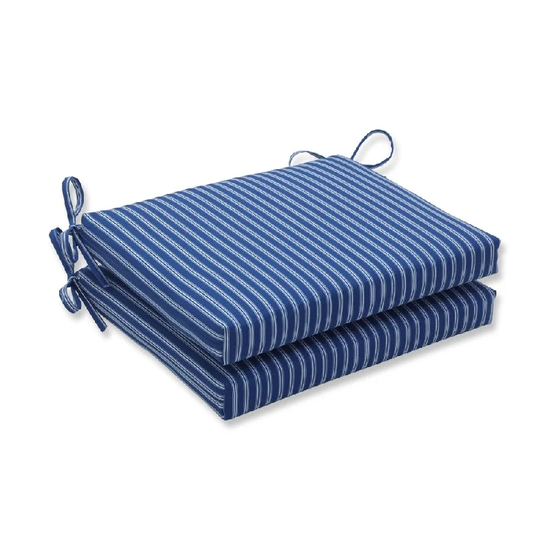 Weekend Deal Resort Stripe Blue Squared Corners Seat Cushion (Set of 2)