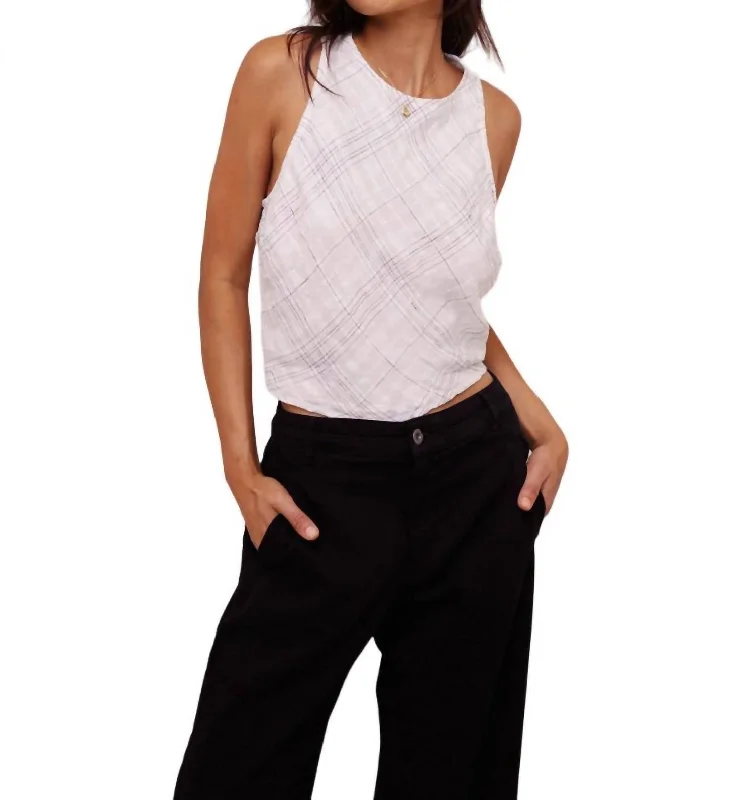 Referral Discount Bias Tie Back Tank Top In Playa Sirena Plaid