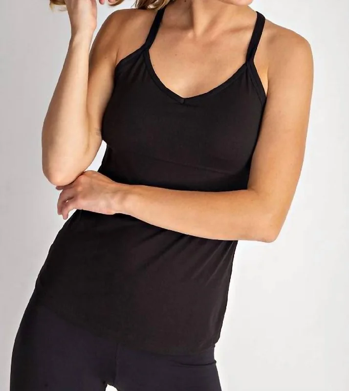 Great Deals Butter Soft Padded Tank Top In Black