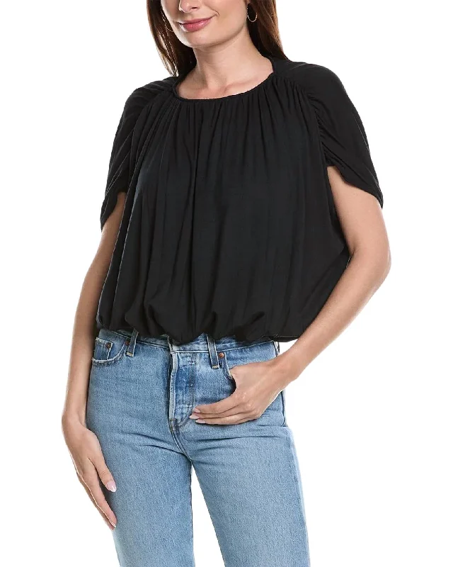 Instant Savings Carmen Short Sleeve Top In Black