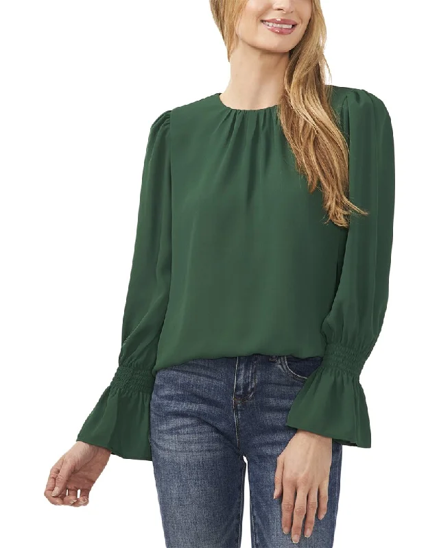 Great Deals Cece Smocked Cuff Ruffle Shirred Round Neck Top