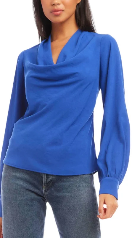 Buy More, Save More Cowl Neck Top In Cobalt