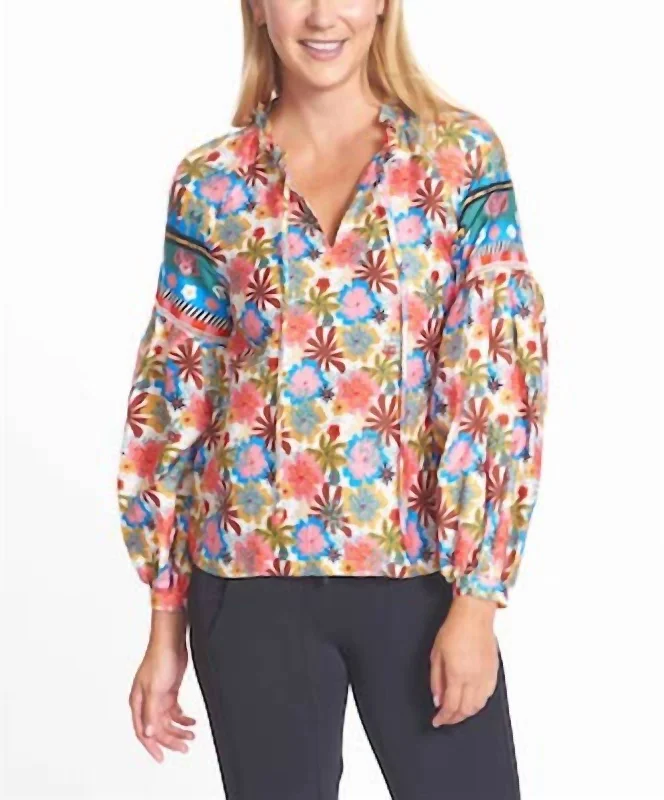 Discount Deals Emma Tiger Print Blouse In White Multi