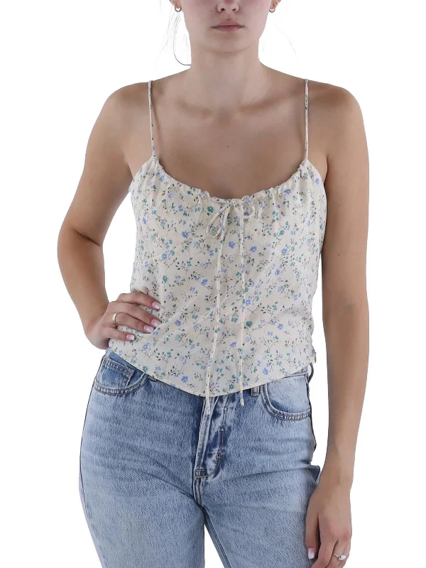 Final Markdown Flowerbuds Womens Tie Front Hidden Side Zipper Cropped