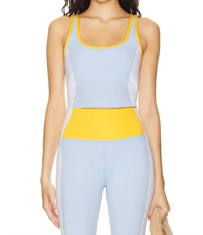 Exclusive Savings Indie Color Block Crop Tank Top In Baby Blue