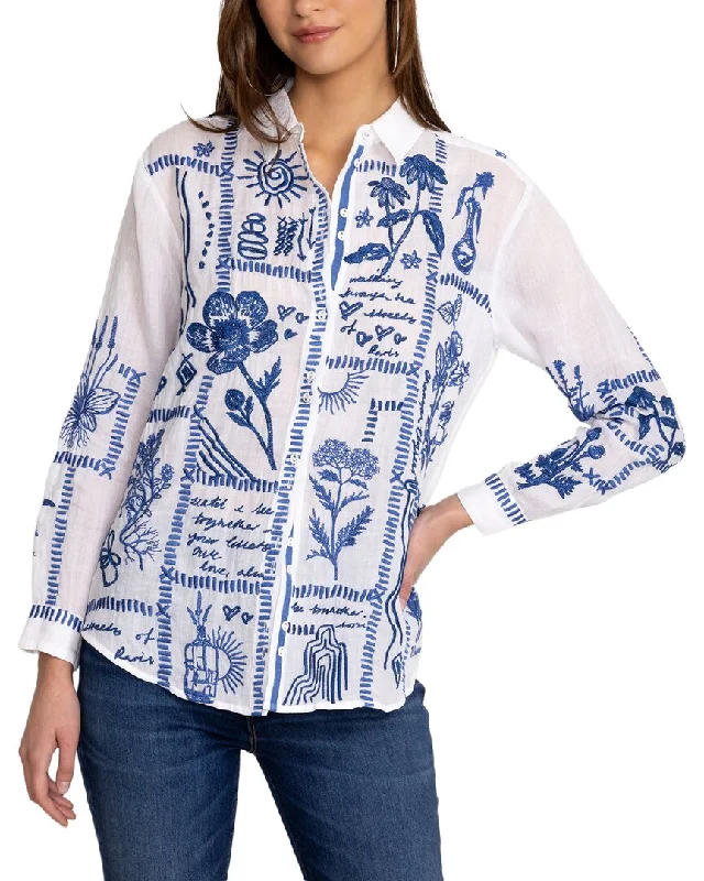 Bonus Savings Johnny Was Petite Botanique Double Button Oversized Shirt