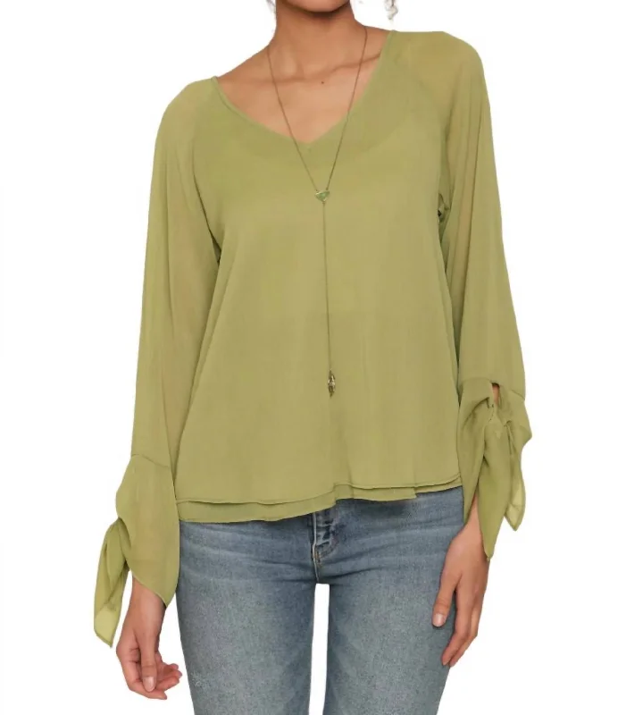 Value Deals Justine Layered Chiffon Blouse In Sage