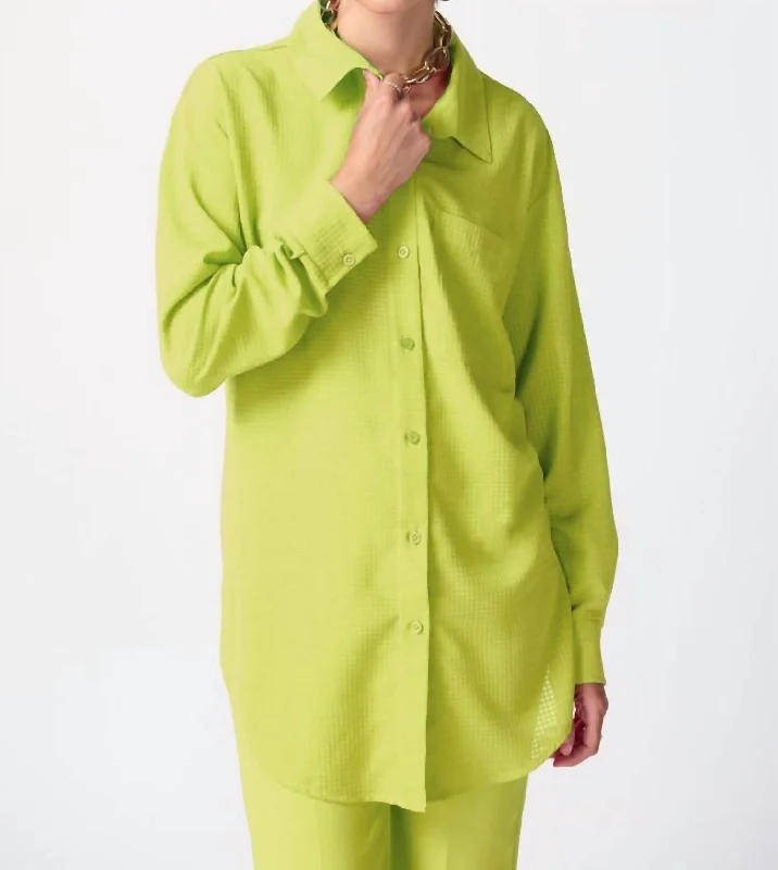 Big Discounts Long Textured Woven High-Low Blouse In Key Lime