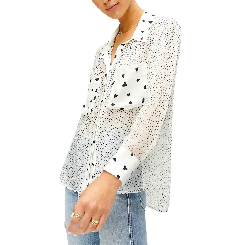 Price Drop Patch Pocket Blouse In Black And White