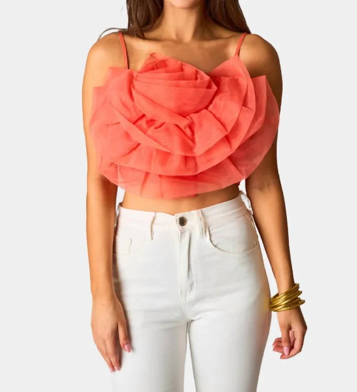 Buy More, Save More Petal Flower Applique Tank Top In Tangerine