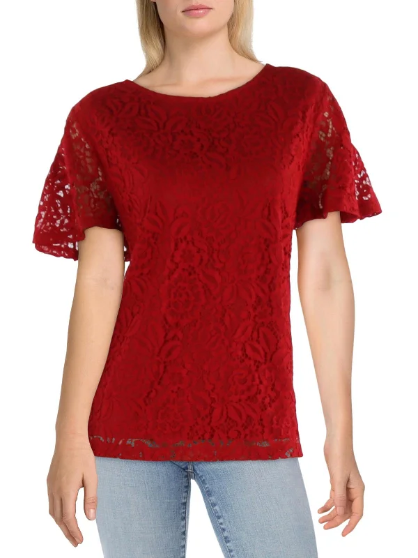 The Best Prices Petites Womens Lace Lightweight Blouse