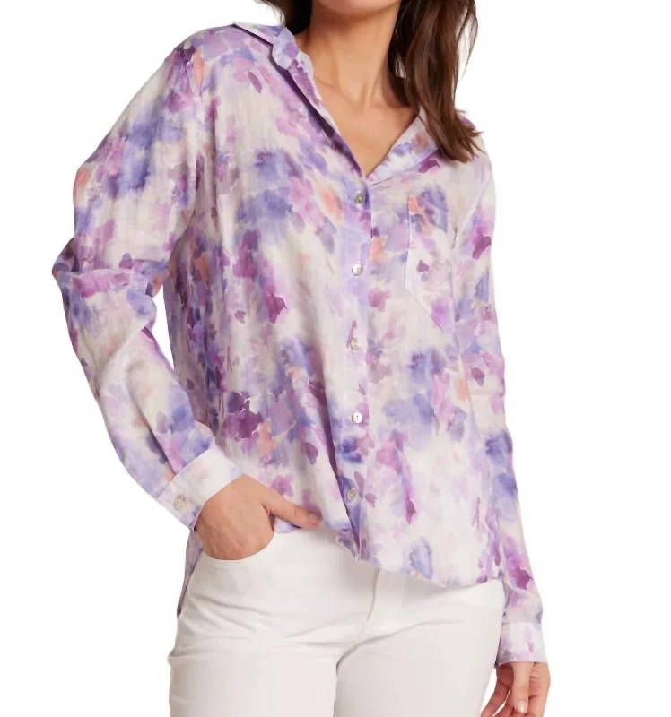 Deal Explosion Pocket Button Down Shirt In Iris Floral Print