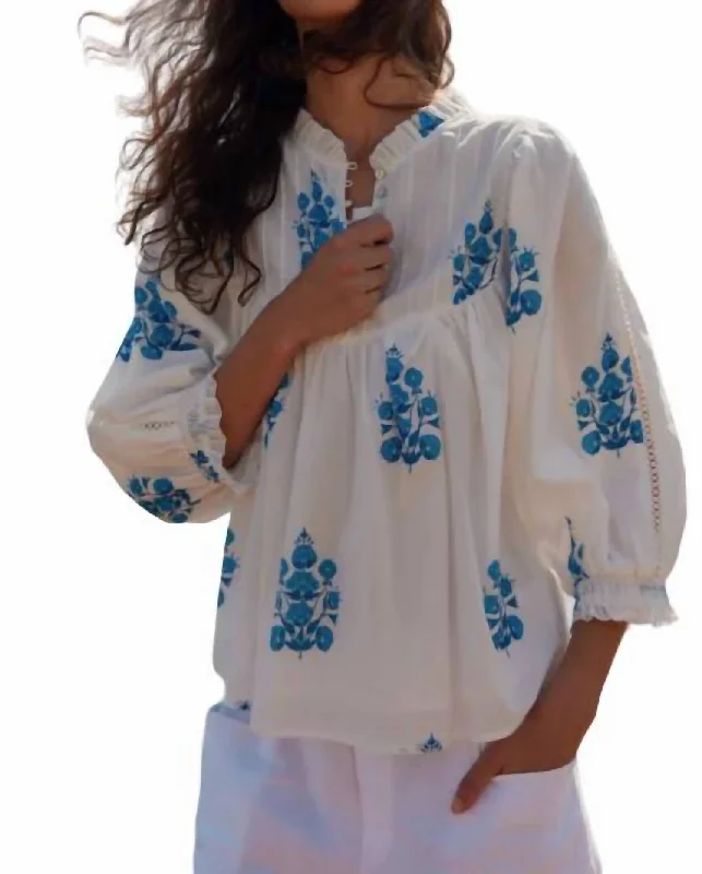 Savings Event Puff Sleeve Dahila Tattoo Blouse In Floral