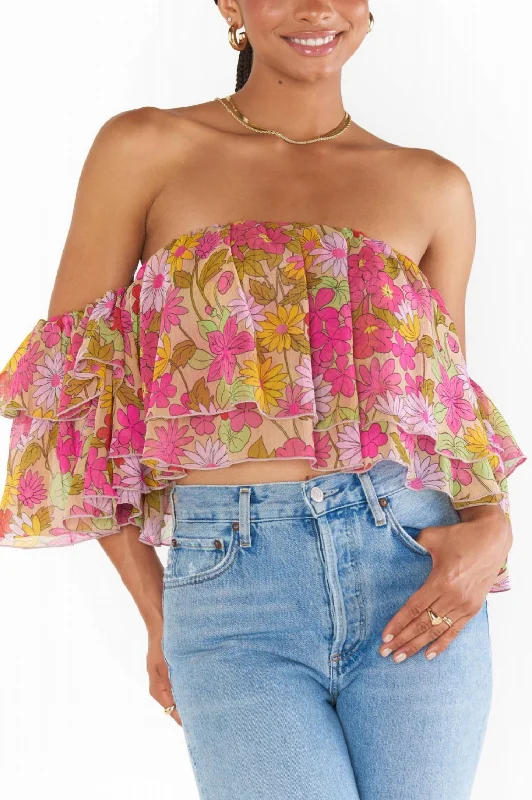 Grand Opening Sale Rosella Ruffle Top In Carnaby Floral