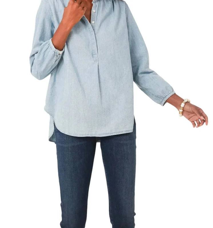 Deal of the Day Sara Henley Shirt In Chambray