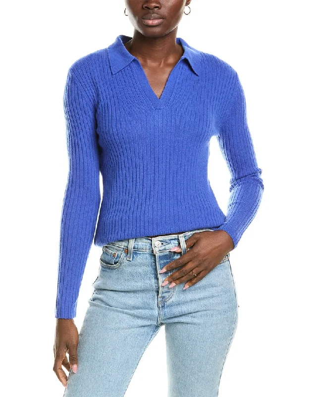 Great Deals sofiacashmere Rib Polo Cashmere Shirt