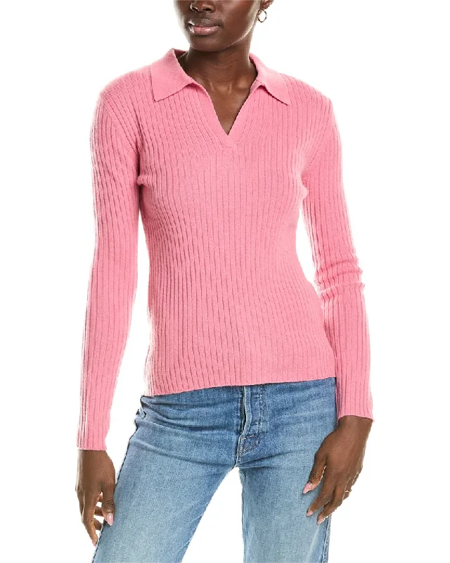 Price Break sofiacashmere Rib Polo Cashmere Shirt