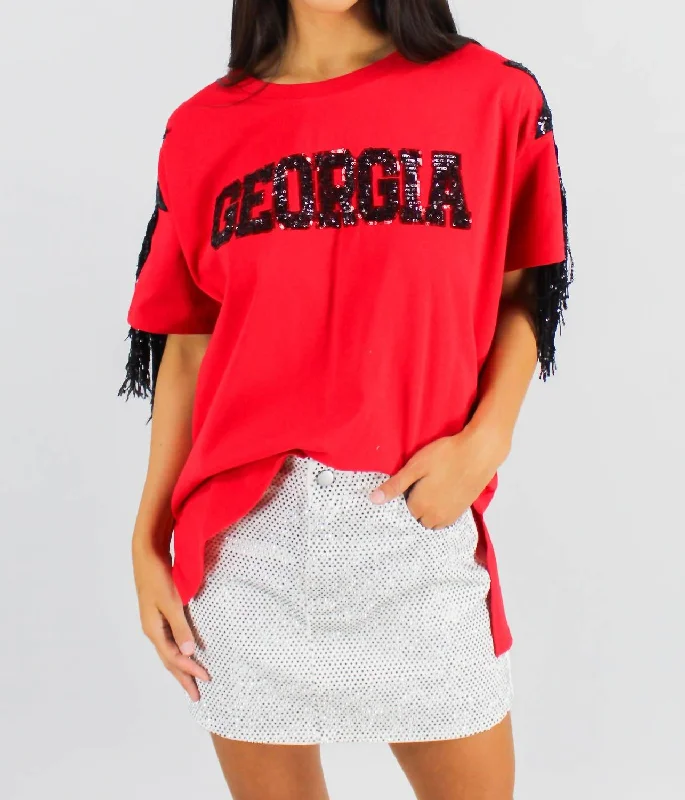 The Best Prices Star Sequin Georgia Top In Red/black