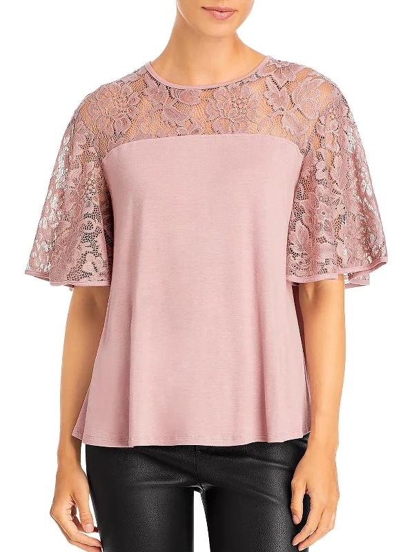 Bonus Savings Womens Lace Eyelet Pullover Top
