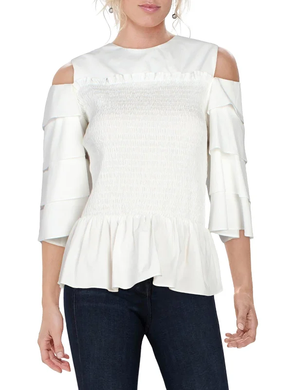 Deal of the Week Womens Ruffled Smocked Peplum Top