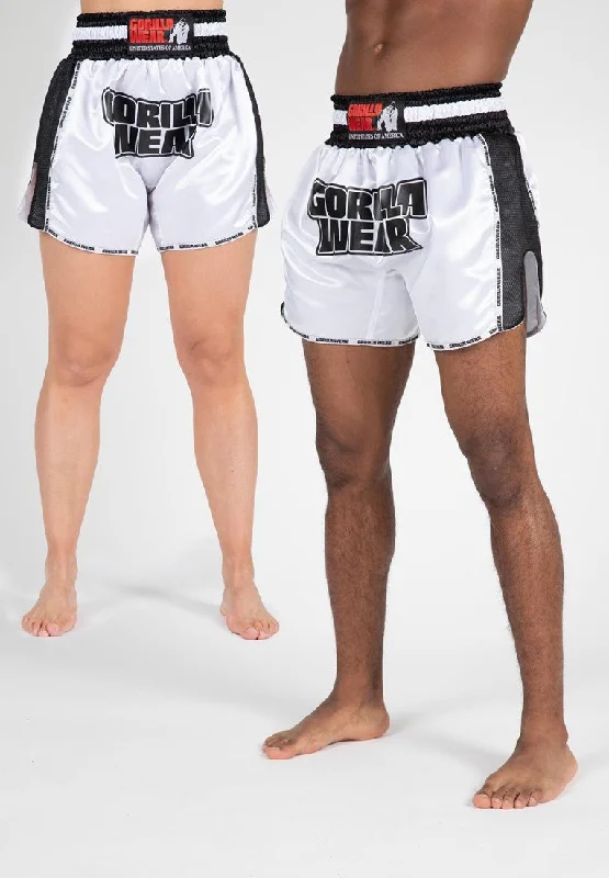 Special Offer Gorilla Wear Piru Muay Thai Shorts - White/Black